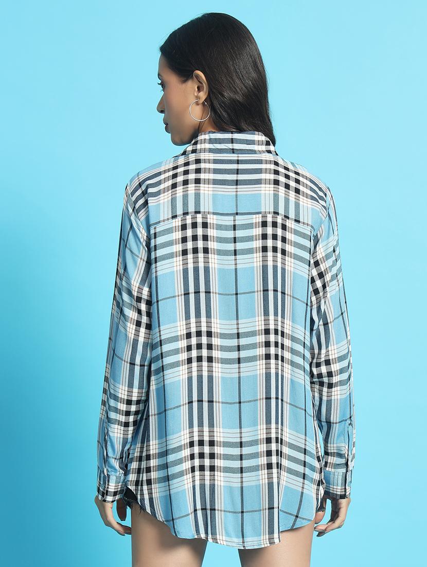 women long sleeved checkered oversized shirt - 21501170 - Standard Image - 3