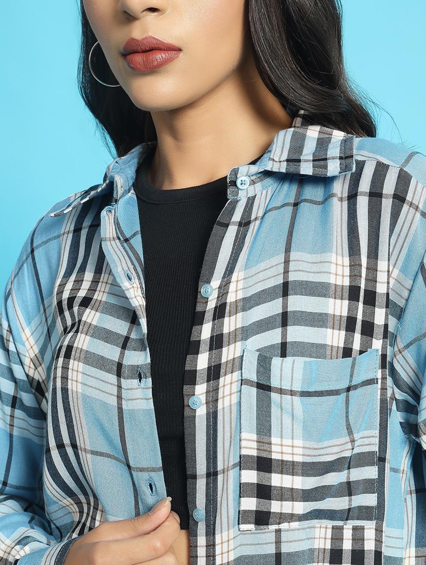 women long sleeved checkered oversized shirt - 21501170 - Standard Image - 5