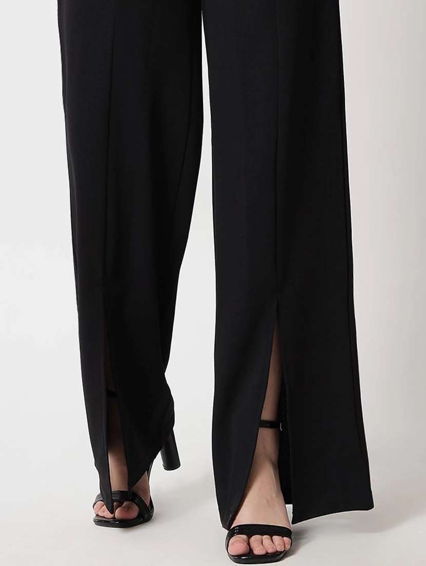 black solid wide leg trouser - 21501176 -  Standard Image - 5