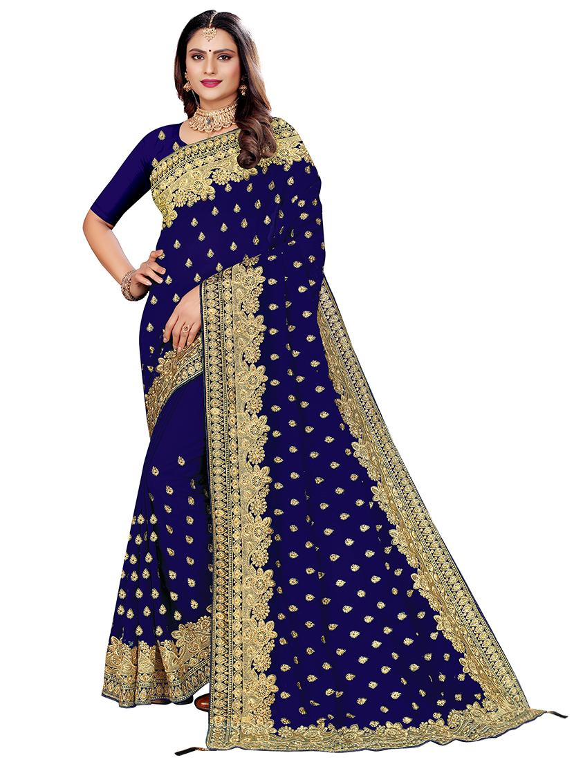 women blue embroidered saree - 21501190 - Zoom Image - 0