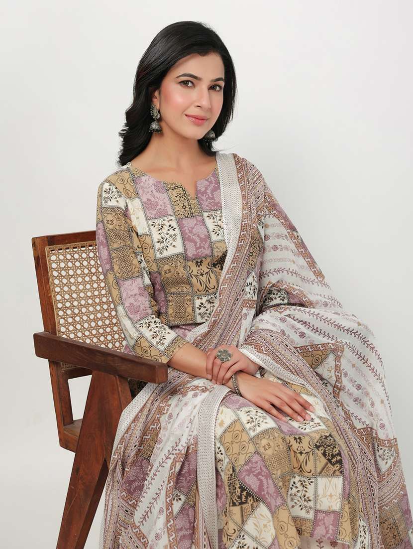 multi colored cotton kurta dupatta  set - 21501459 -  Standard Image - 5