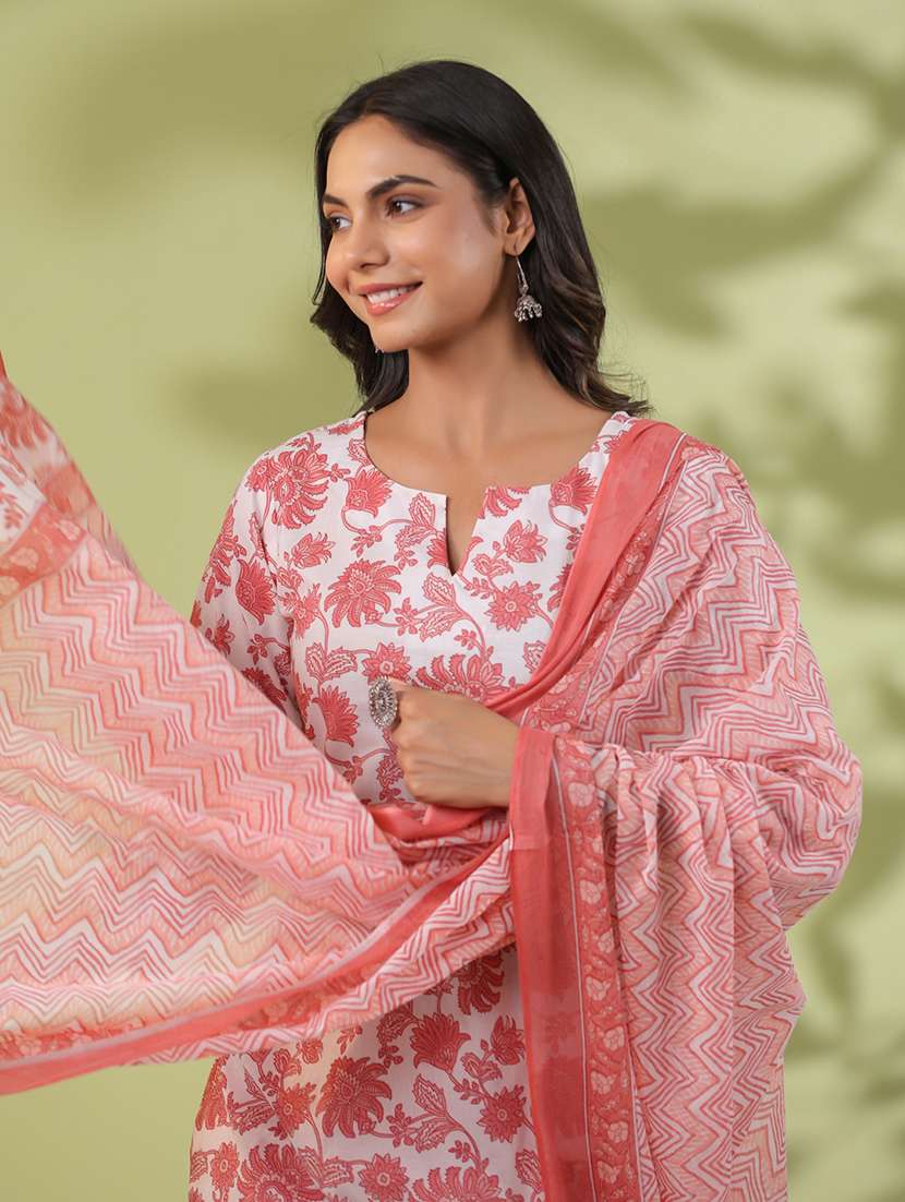 white cotton kurta dupatta  set - 21501464 -  Standard Image - 3