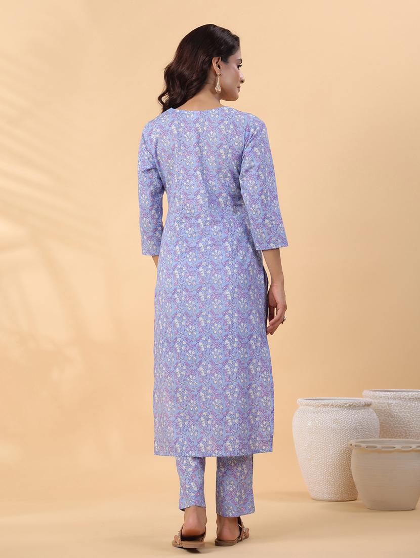 women three quarter sleeve kurta pant set - 21501465 - Standard Image - 3