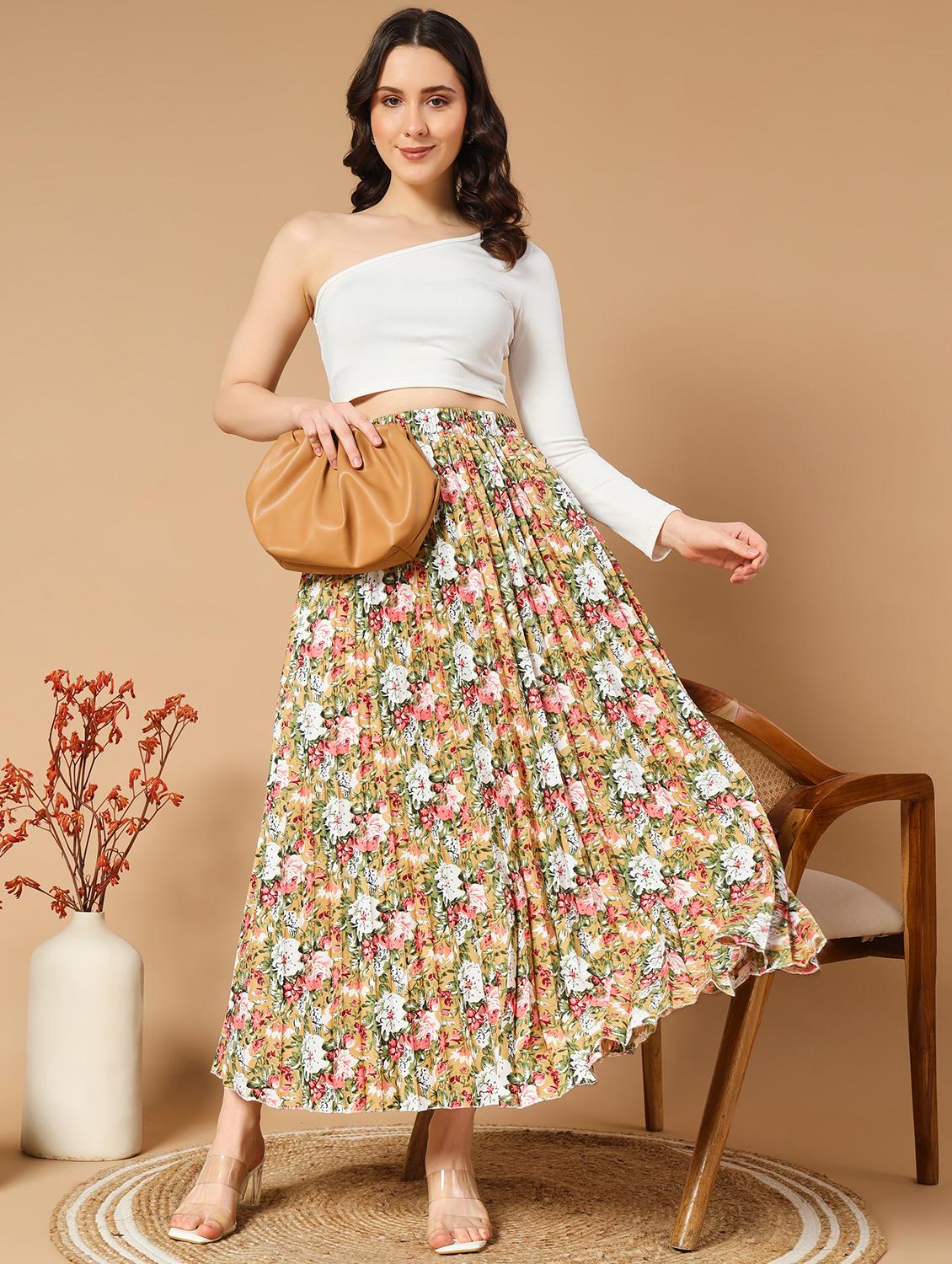 women mid-rise printed pleated skirt - 21501478 - Standard Image - 3