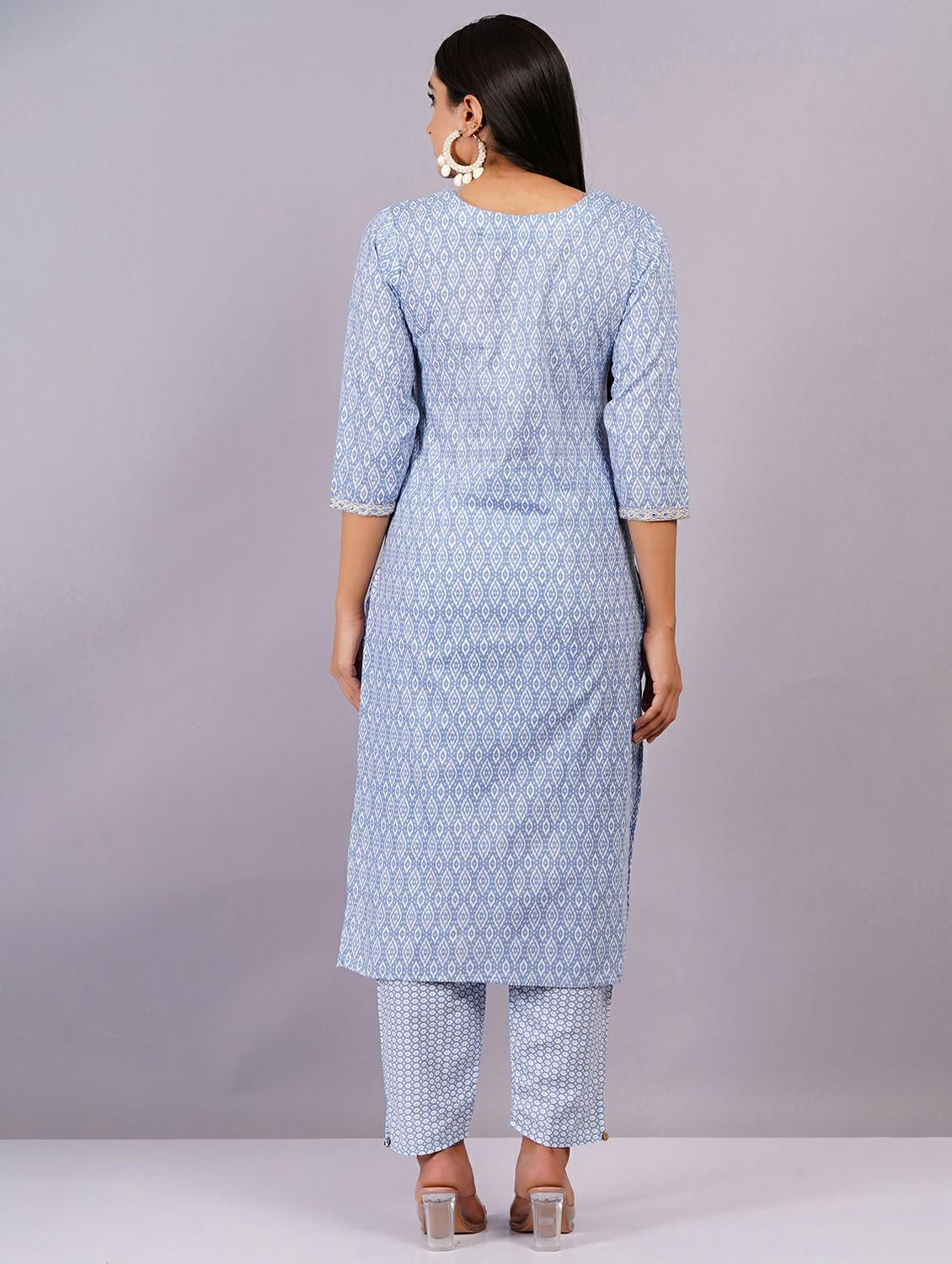 women three quarter sleeve kurta pant with dupatta set - 21501669 - Standard Image - 3