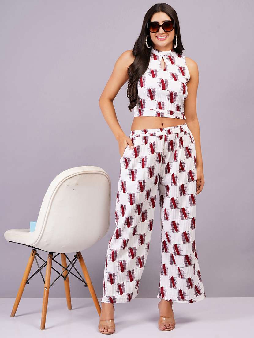 women white top & palazzo co-ord set - 21501691 -  Zoom Image - 0