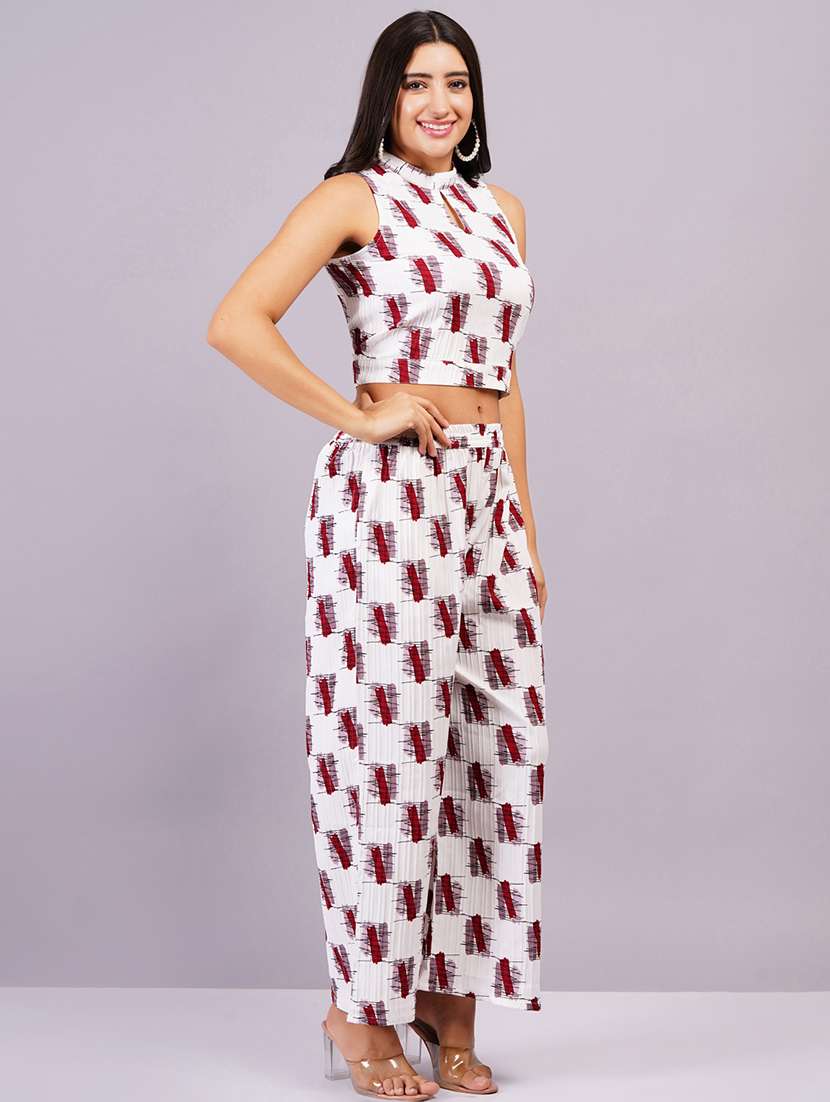 women white top & palazzo co-ord set - 21501691 - Standard Image - 3