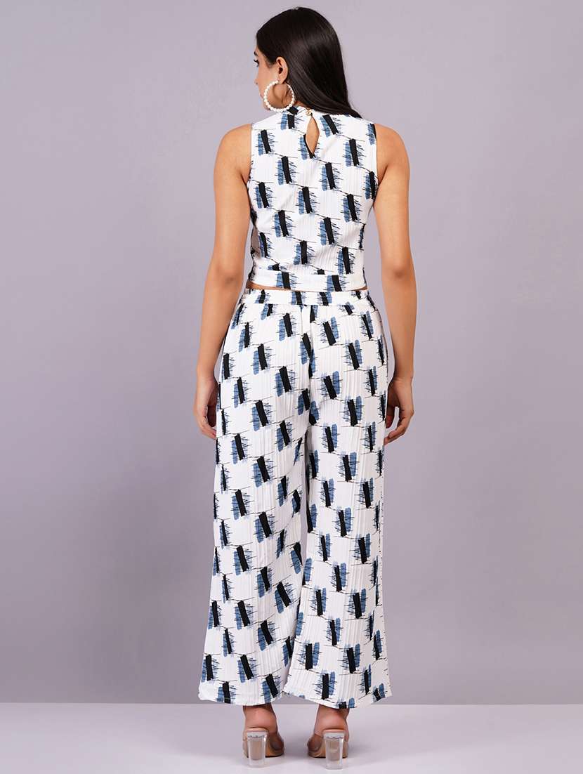 women white printed top & palazzo co-ord set - 21501693 - Standard Image - 3
