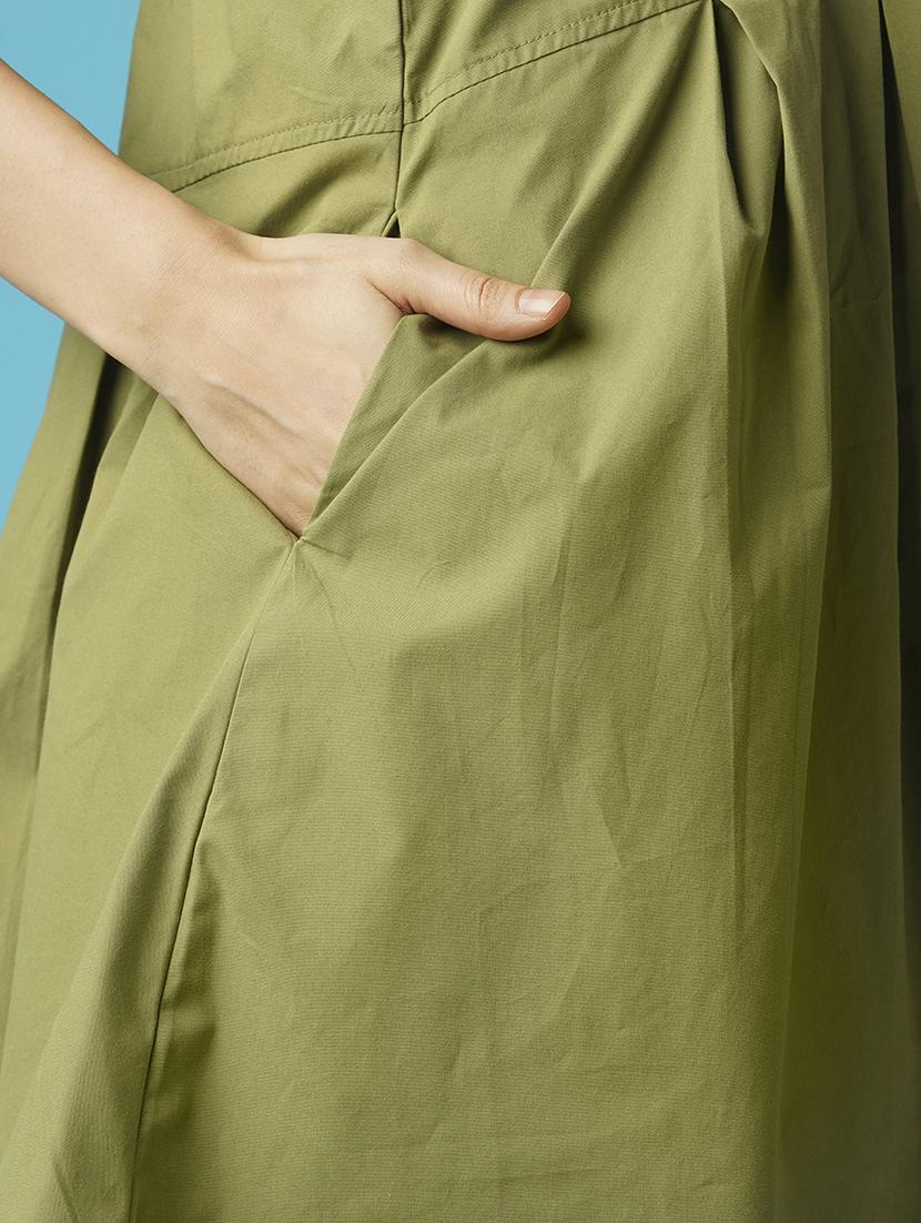 globus women green raglan sleeves gathered oversized above knee shirt style dress - 21501762 - Standard Image - 5