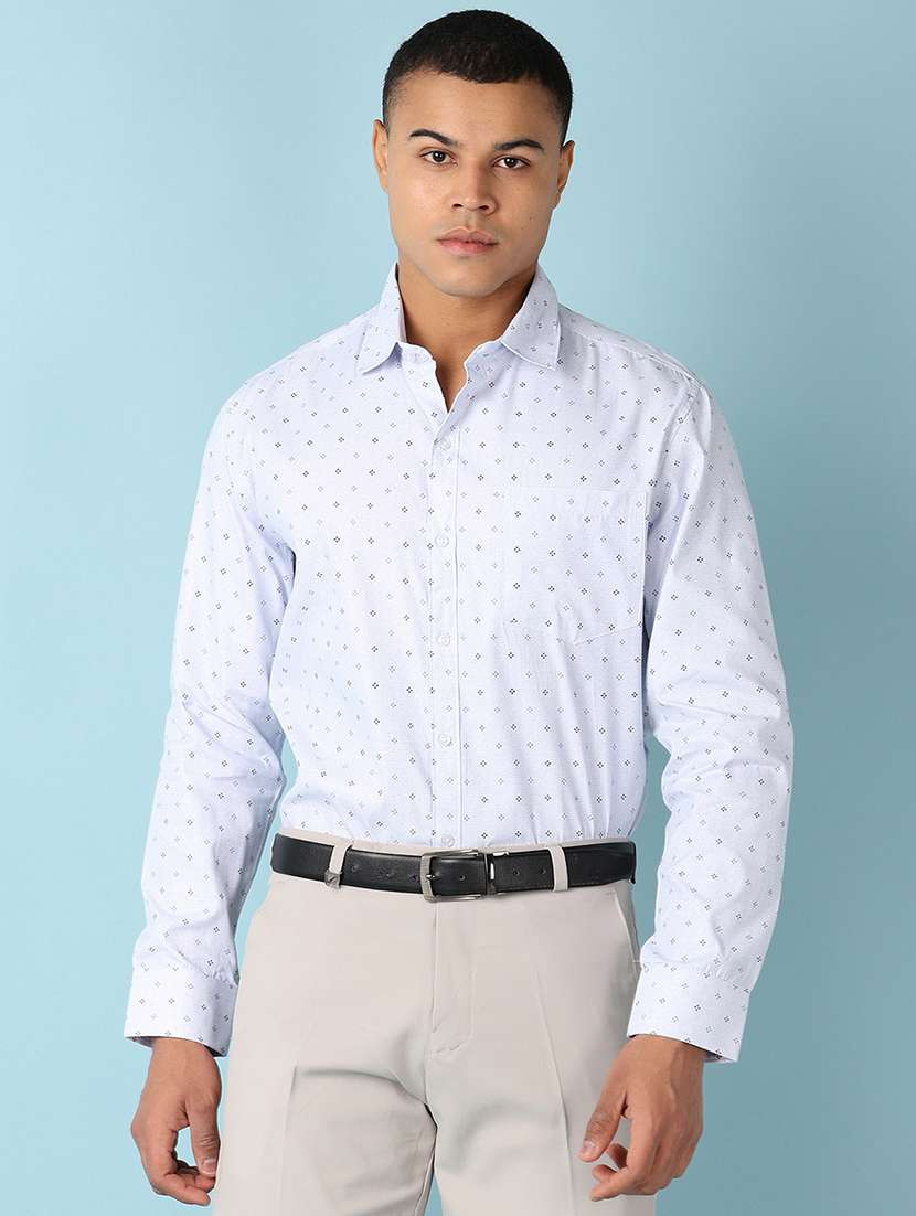 men printed long sleeve formal shirt