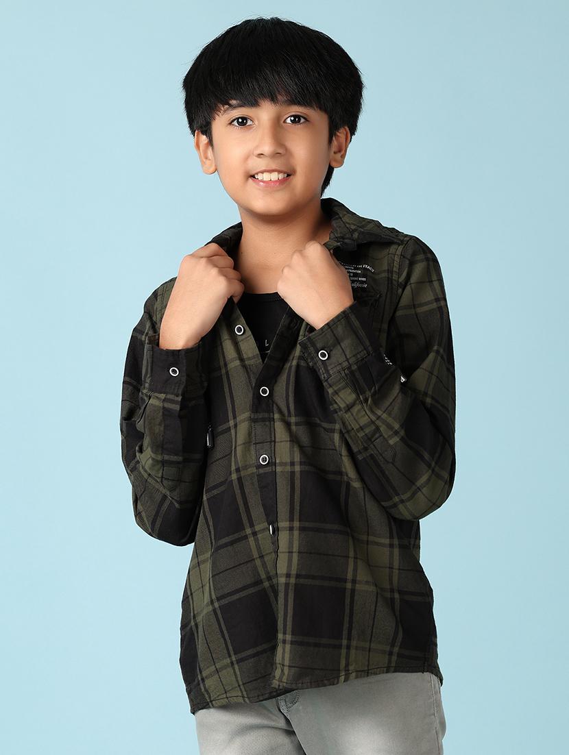 boys checkered long sleeve casual shirt - 21501776 - Zoom Image - 0