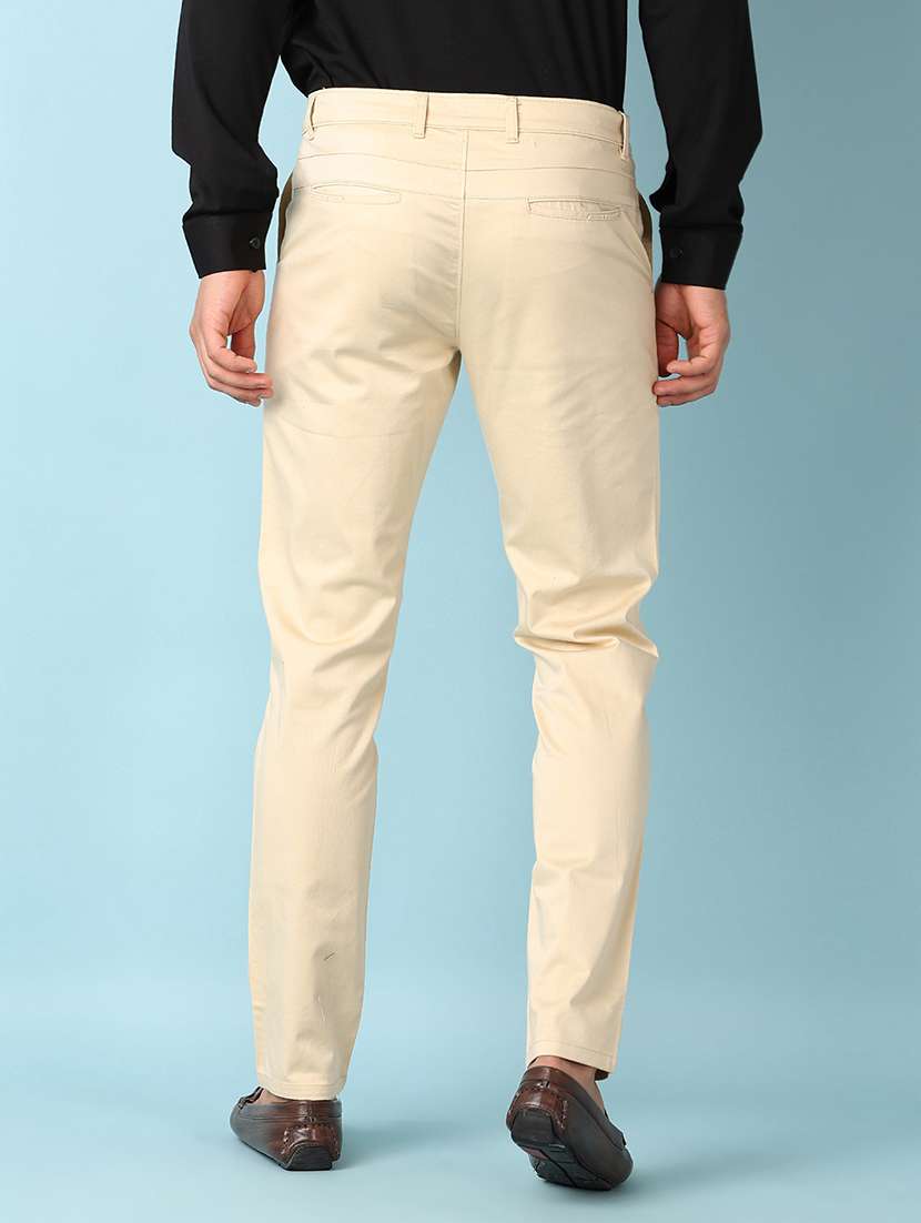 men solid mid rise flat front chinos  - 21501889 -  Standard Image - 3