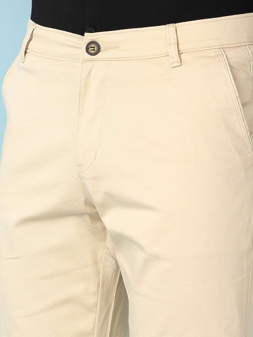 men solid mid rise flat front chinos  - 21501889 -  Standard Image - 5