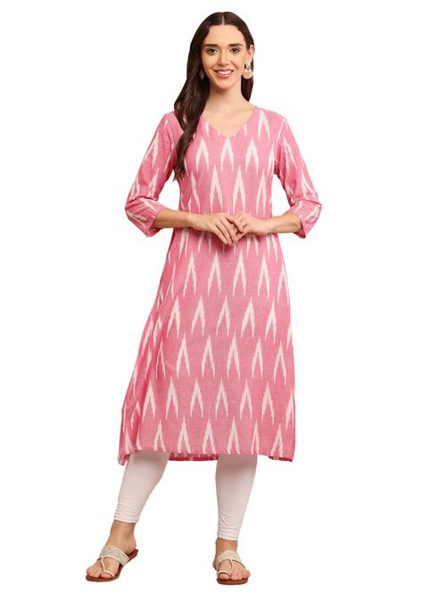 women pink printed a-line kurta - 21502073 - Standard Image - 0