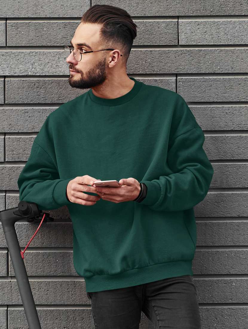 men solid green long sleeve sweatshirt - 21502175 -  Zoom Image - 0