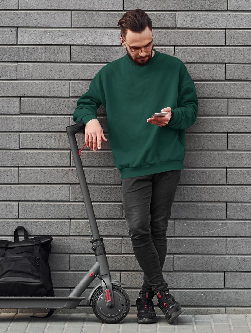 men solid green long sleeve sweatshirt - 21502175 - Standard Image - 3