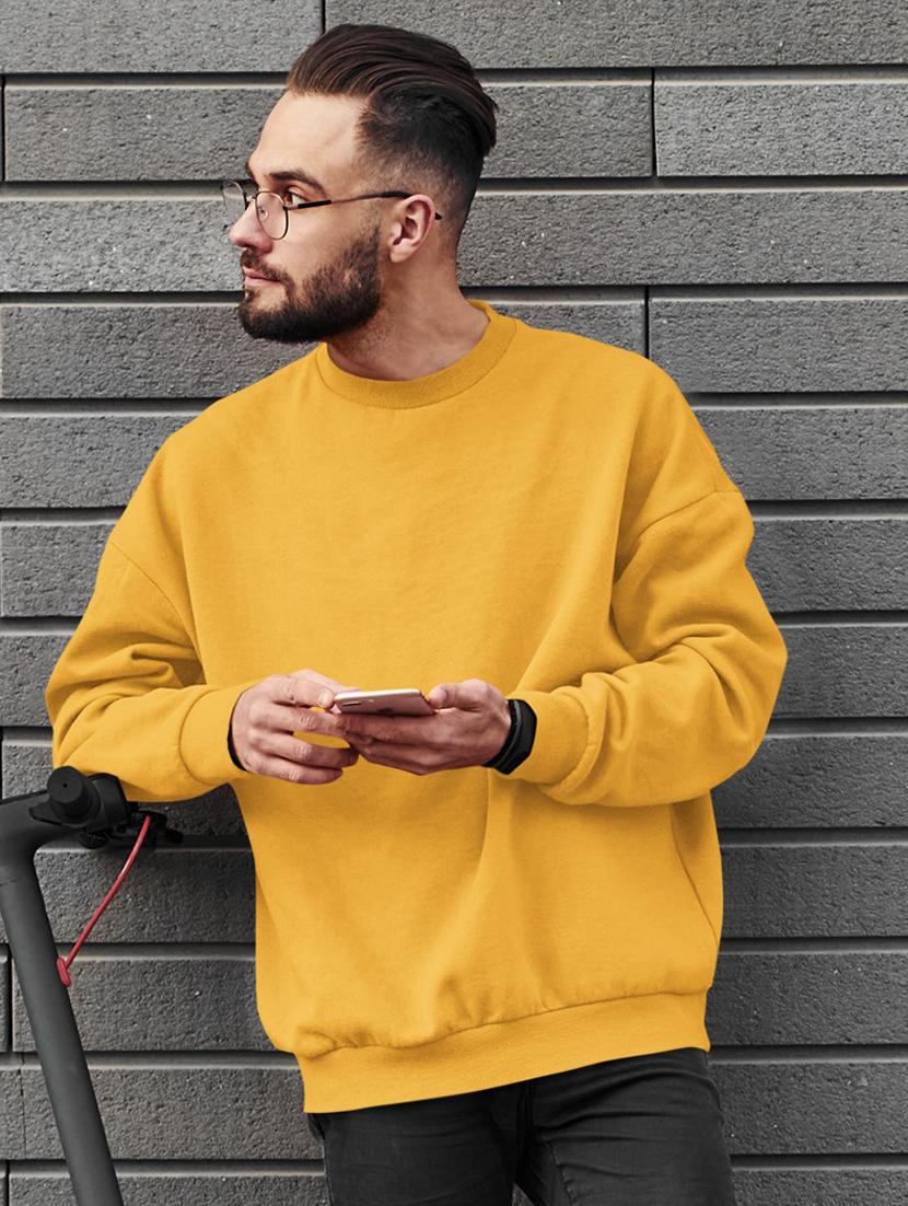 men solid mustard long sleeve sweatshirt - 21502177 - Zoom Image - 0