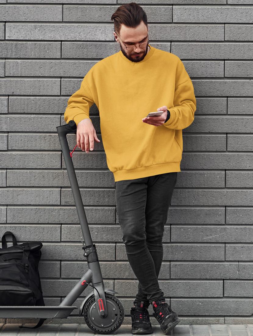men solid mustard long sleeve sweatshirt - 21502177 - Standard Image - 3