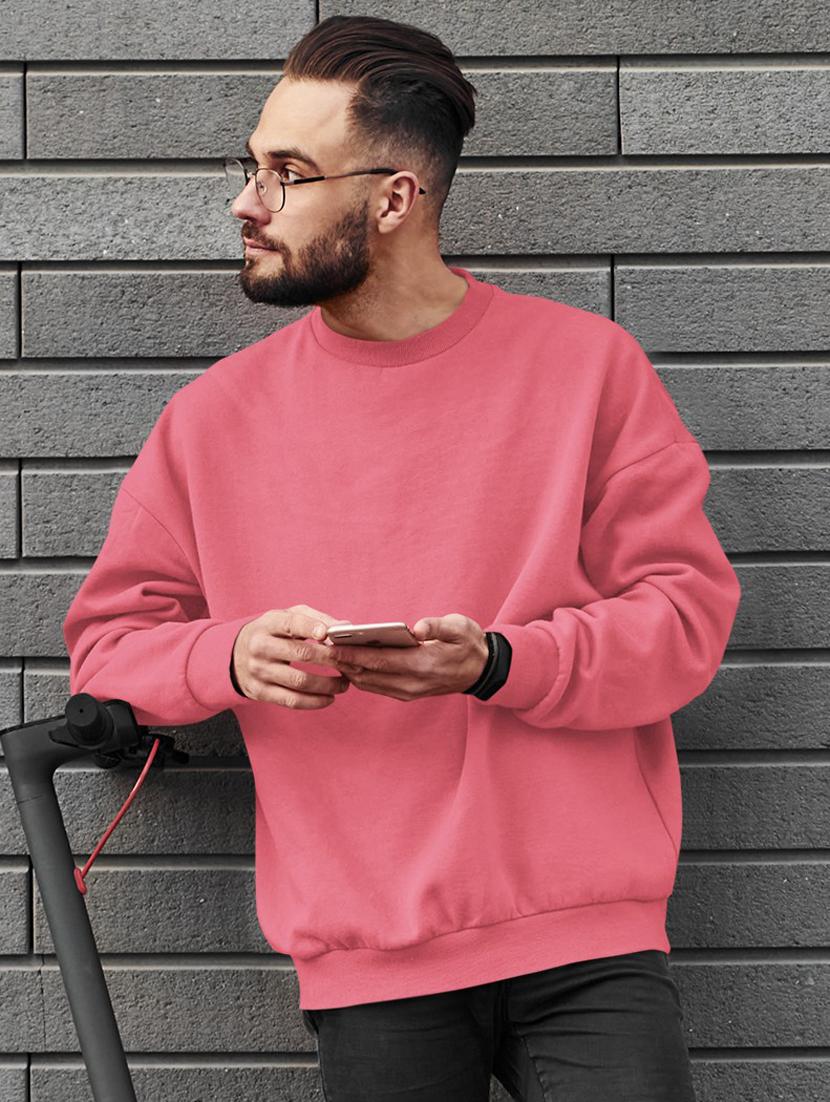 men solid pink long sleeve sweatshirt - 21502179 - Zoom Image - 0