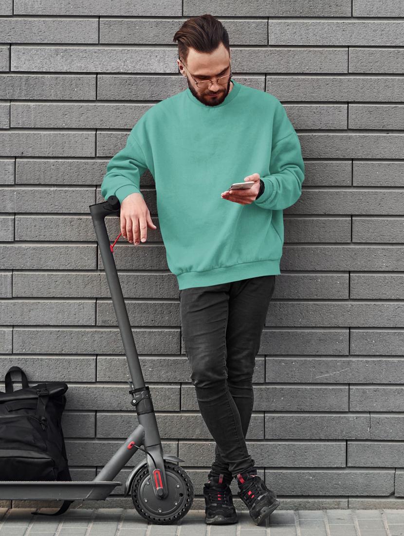 men solid sea green long sleeve sweatshirt - 21502180 - Standard Image - 3