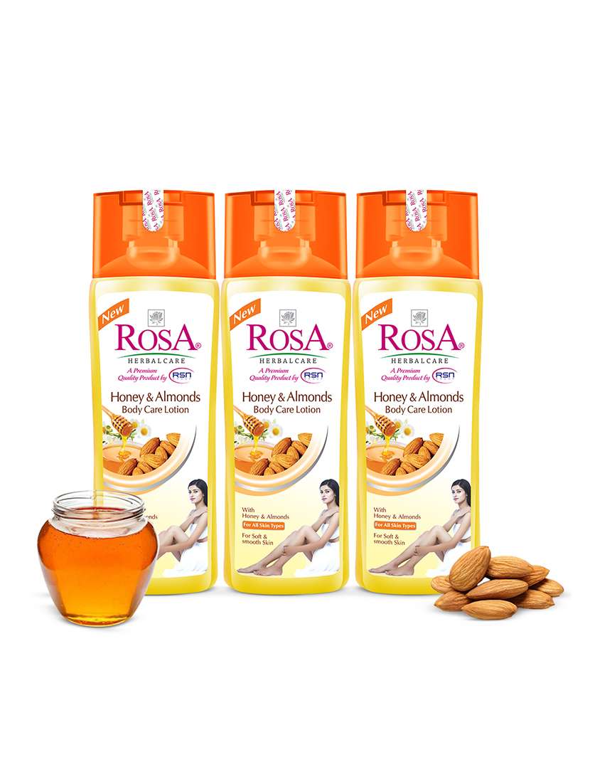 rosa honey & almond lotion with vitamin -e l for fatty acids