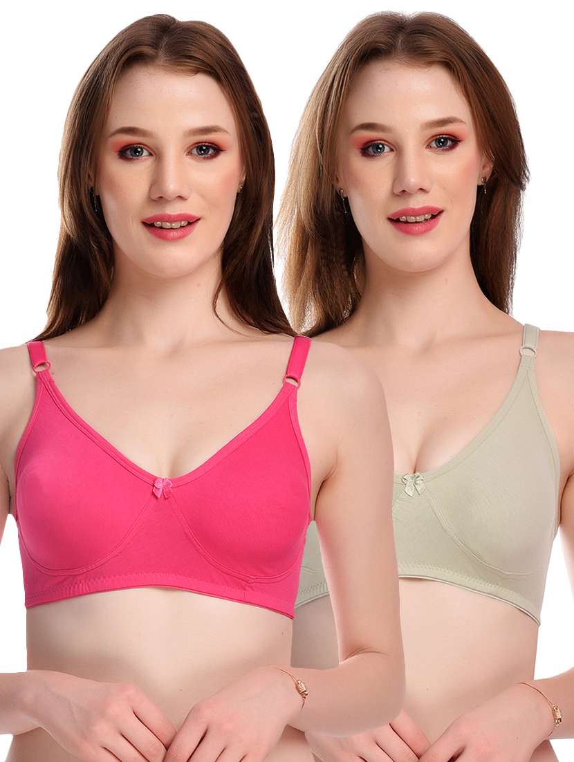 pack of 2 multi coloured hosiery t-shirt bra