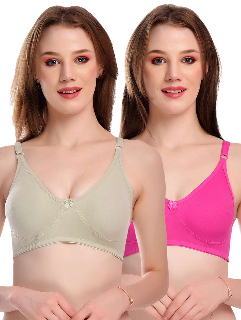 pack of 2 multi coloured hosiery t-shirt bra