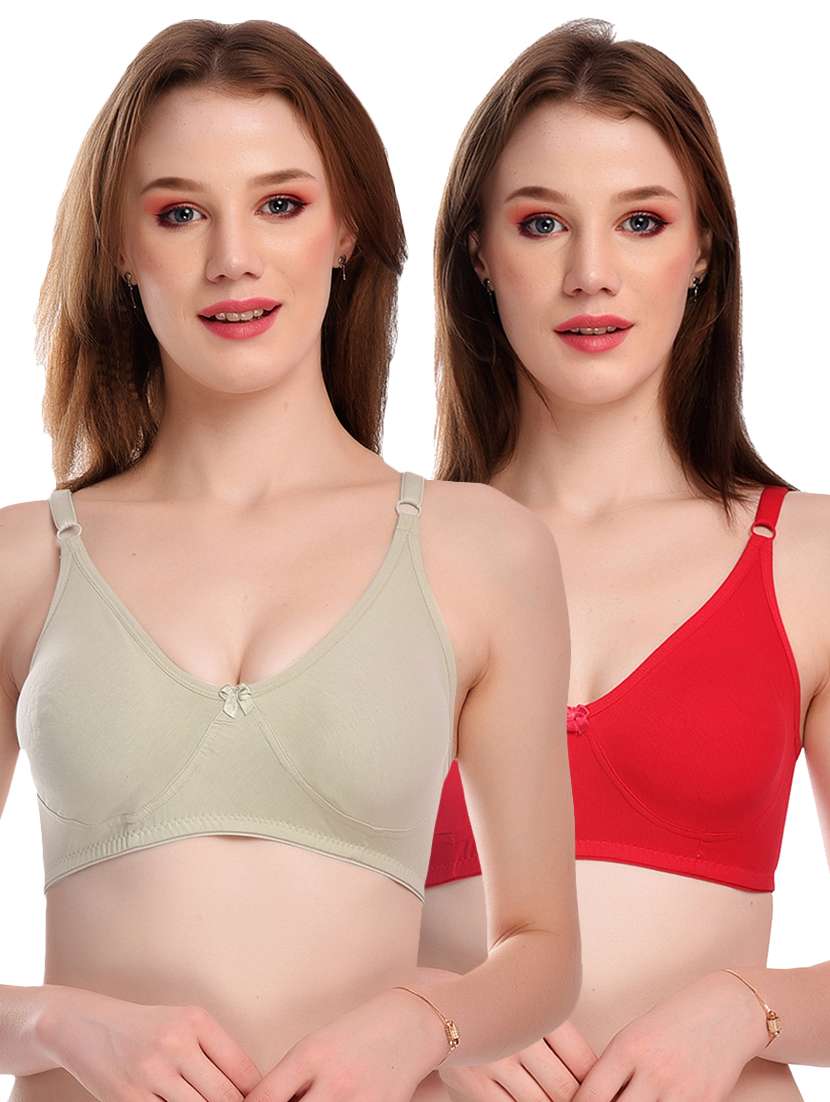 pack of 2 multi coloured hosiery t-shirt bra