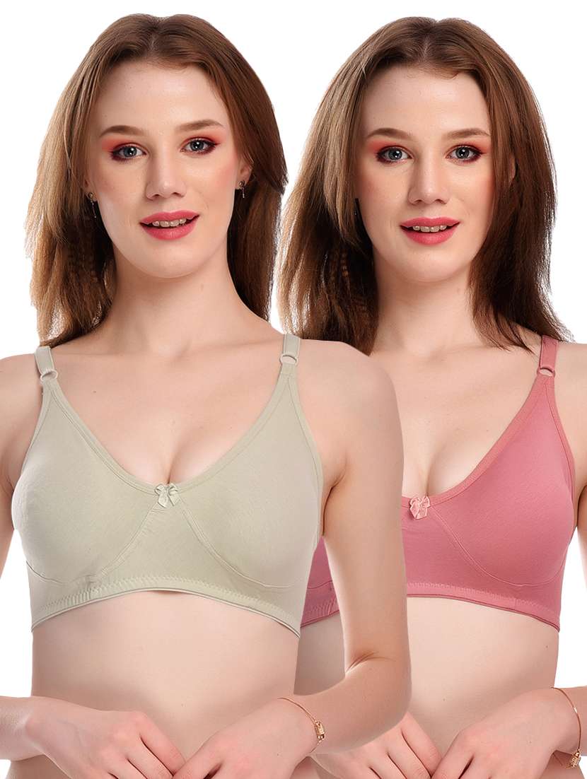 pack of 2 multi coloured hosiery t-shirt bra