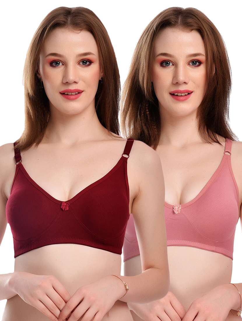 pack of 2 multi coloured hosiery t-shirt bra