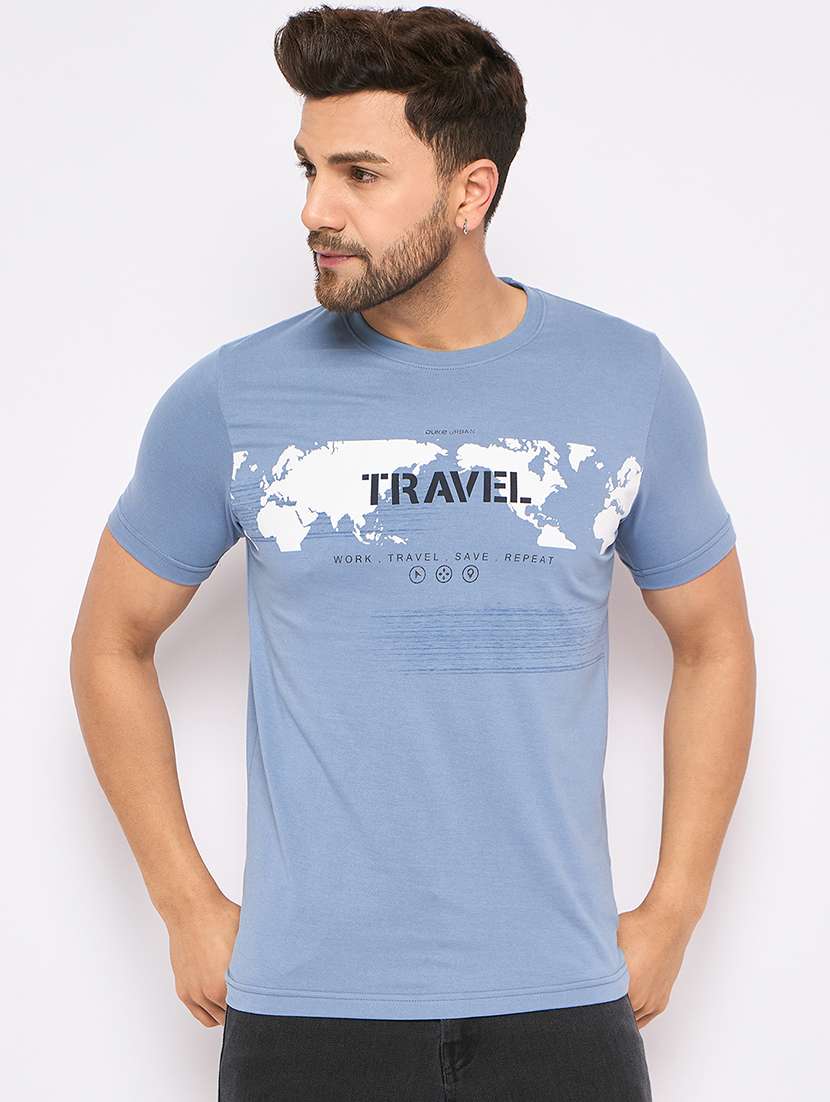 men round neck front print t-shirt