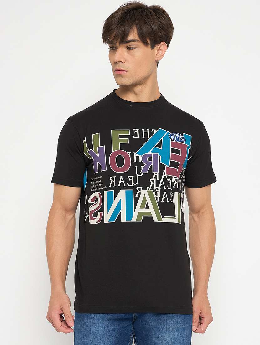 men round neck front print t-shirt