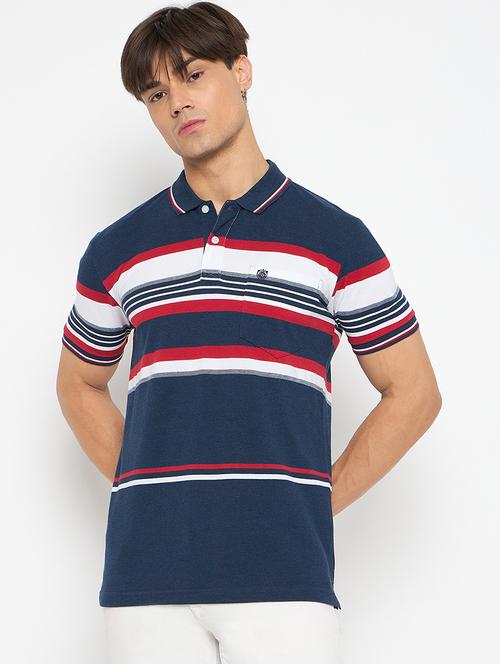 men polo neck striped t-shirt - 21502592 - Standard Image - 0