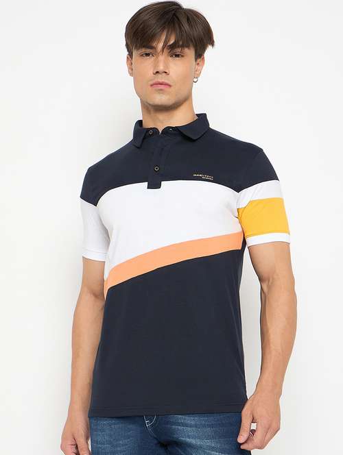 men polo neck color block t-shirt - 21502611 -  Standard Image - 0