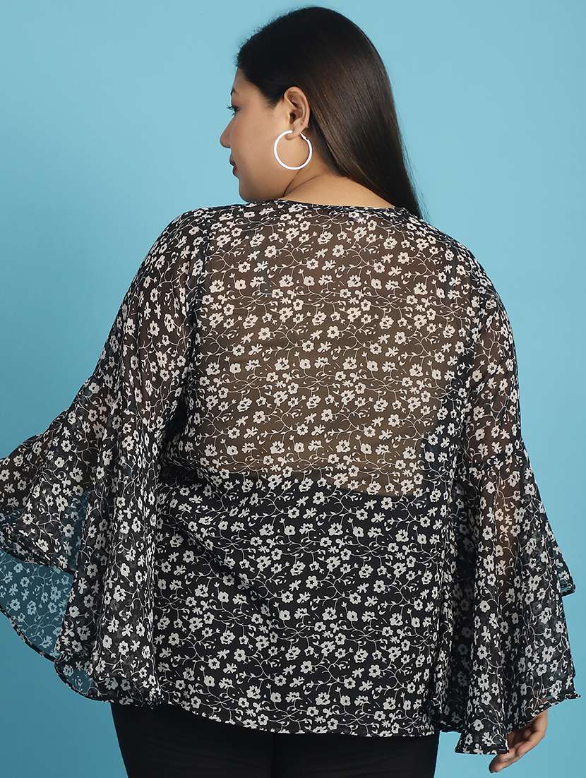 black floral printed regular top - 21502775 - Standard Image - 3