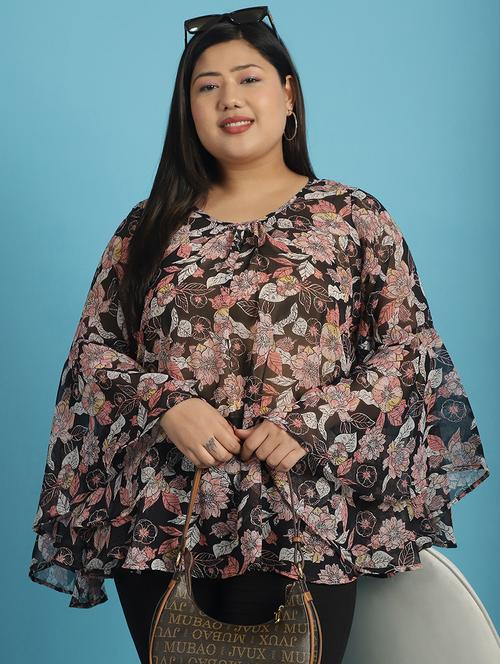 black printed regular top - 21502776 - Standard Image - 0