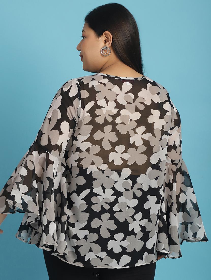 black floral printed regular top - 21502777 - Standard Image - 3