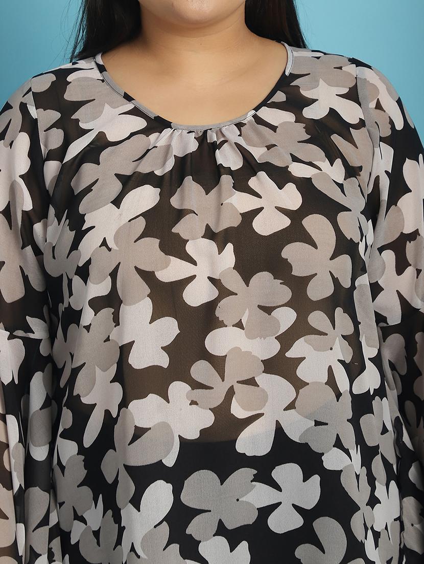 black floral printed regular top - 21502777 - Standard Image - 5