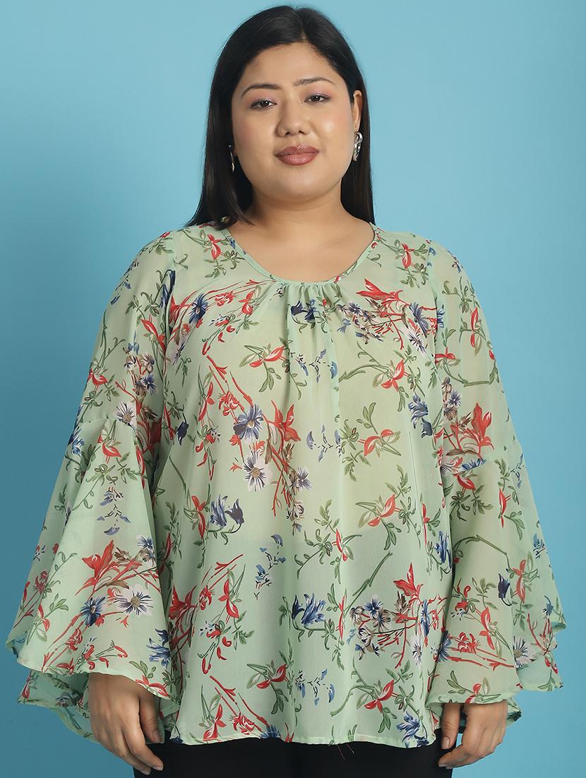green printed regular top - 21502778 -  Zoom Image - 0