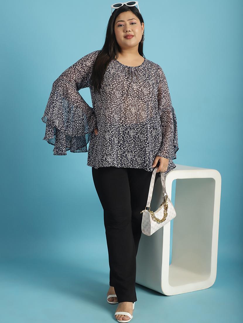 navy blue printed regular top - 21502779 - Standard Image - 3