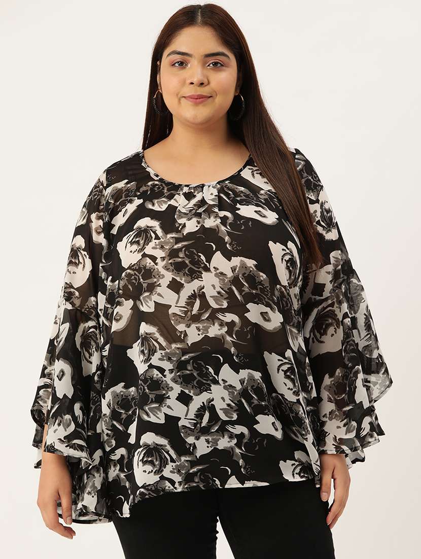 black floral printed regular top - 21502784 -  Zoom Image - 0