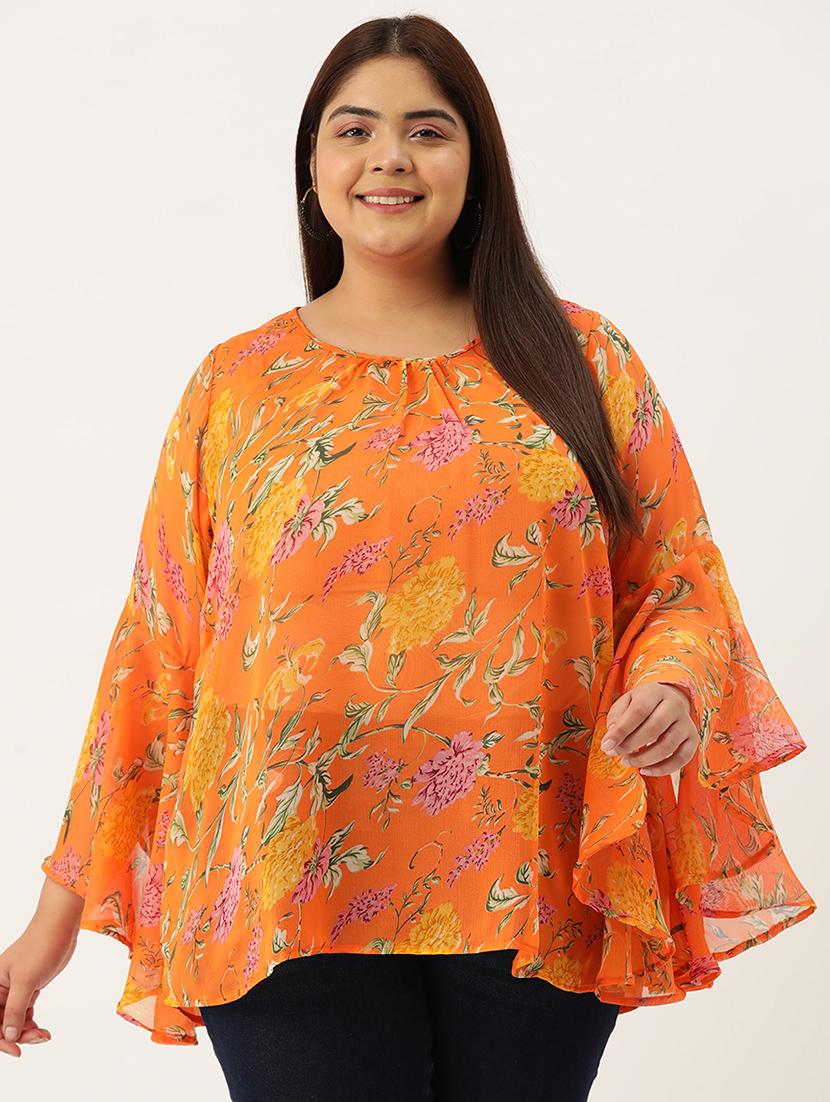 orange printed regular top - 21502785 - Zoom Image - 0