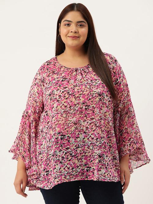 pink floral printed regular top - 21502786 - Standard Image - 0