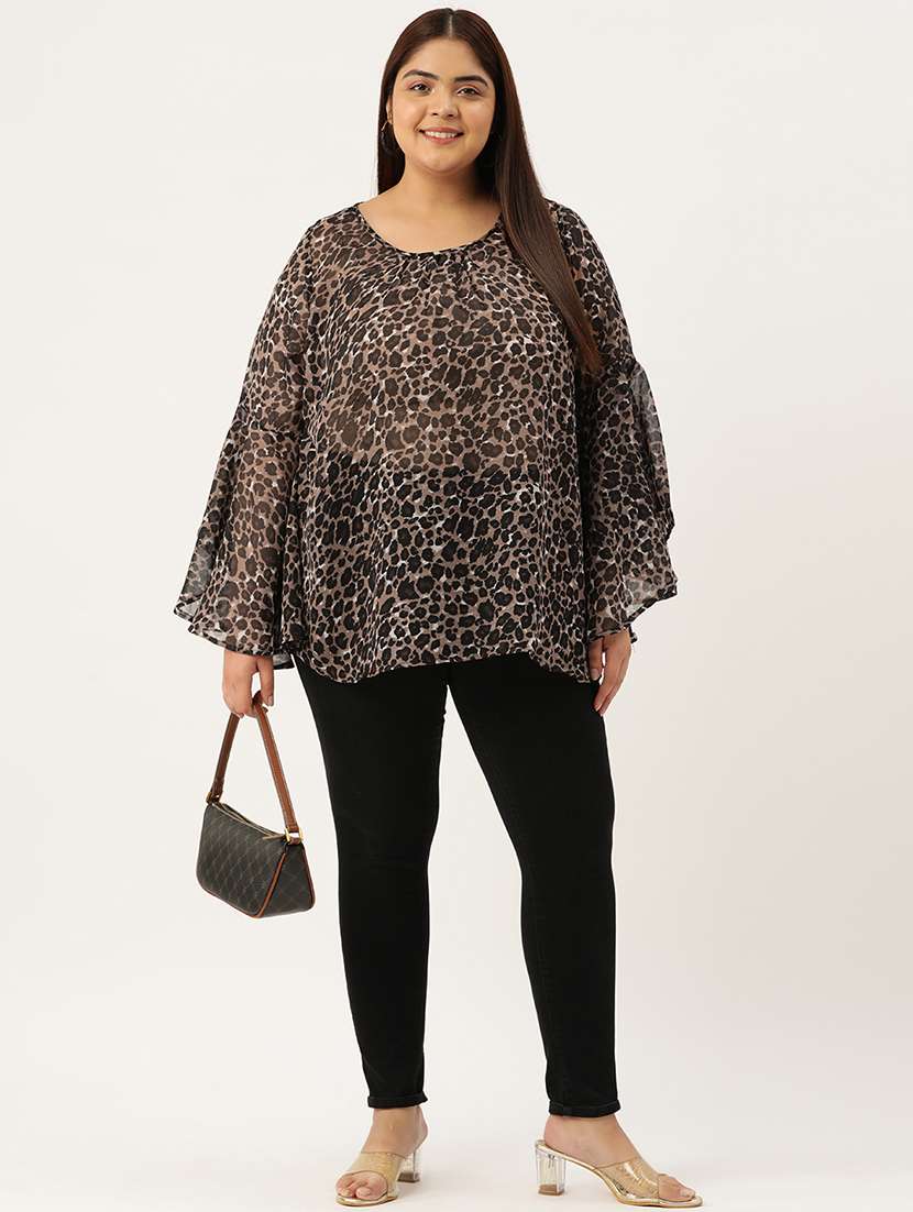 black animal printed regular top - 21502790 -  Standard Image - 3