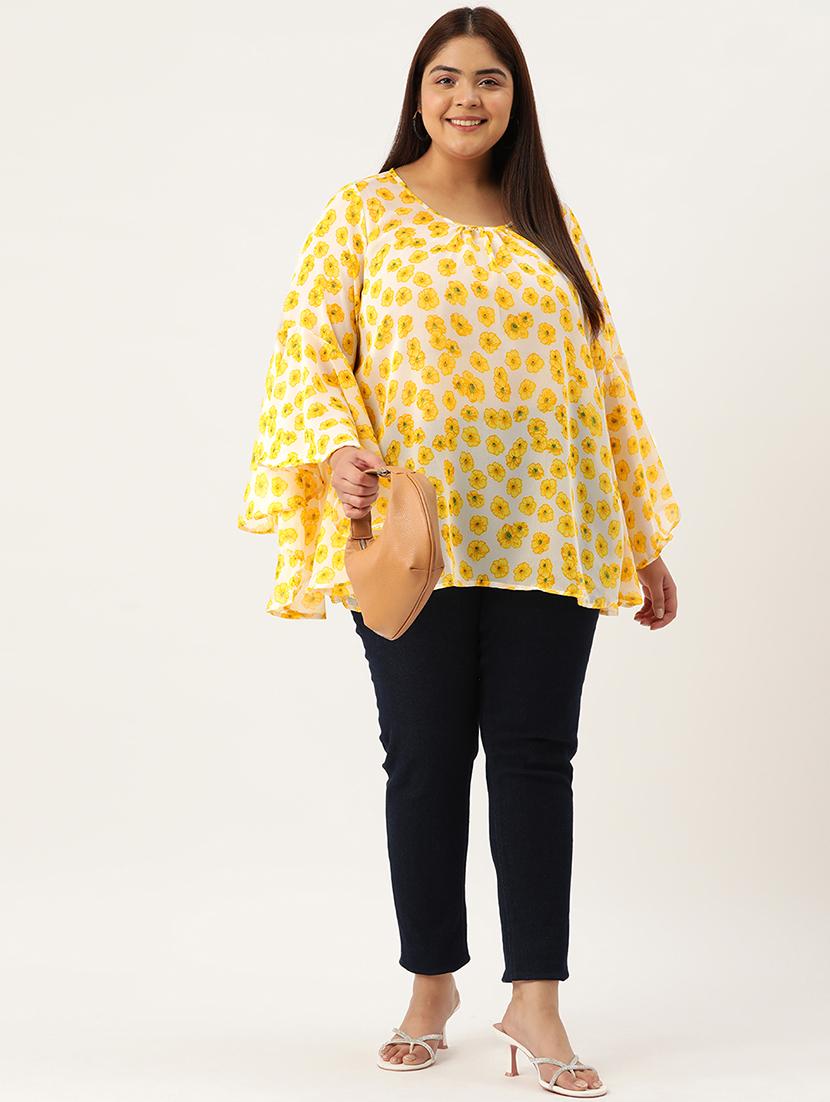 yellow floral printed regular top - 21502791 - Standard Image - 3