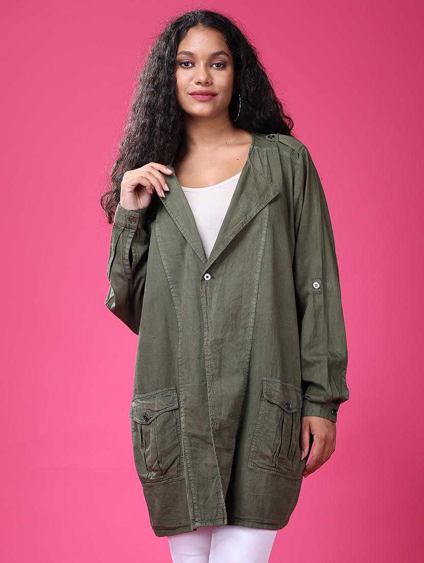 women solid long sleeves oversized casual jacket - 21503004 - Zoom Image - 0