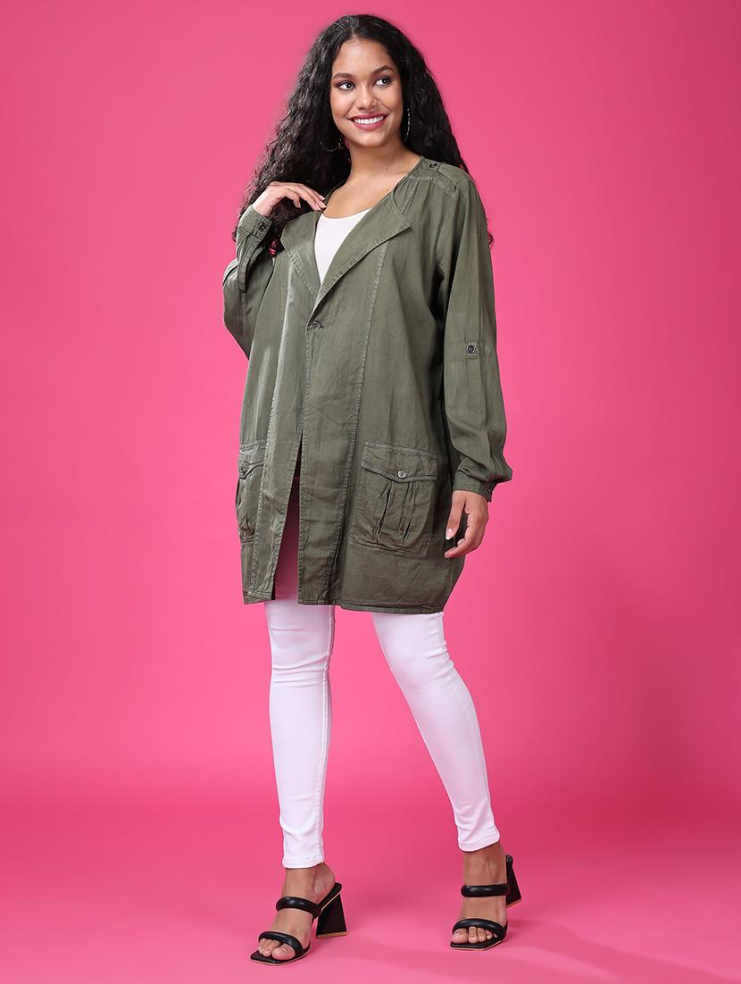 women solid long sleeves oversized casual jacket - 21503004 - Standard Image - 3