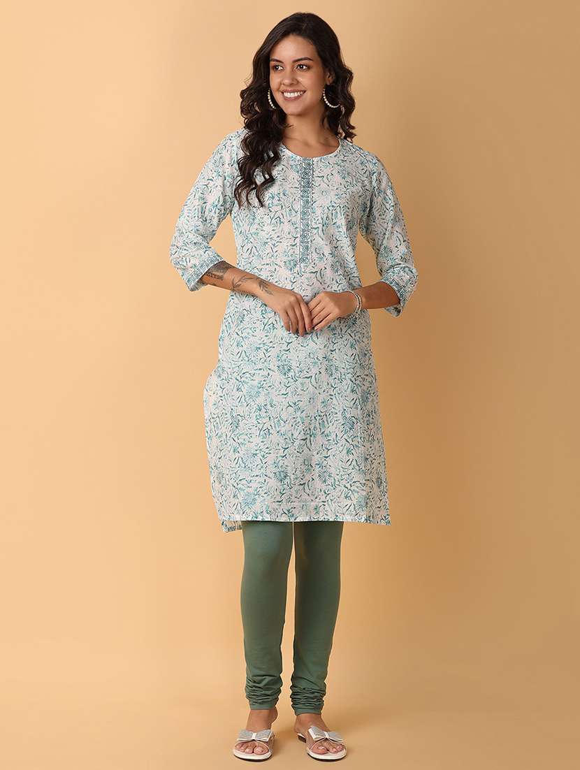 white printed a-line kurta - 21503136 - Standard Image - 3