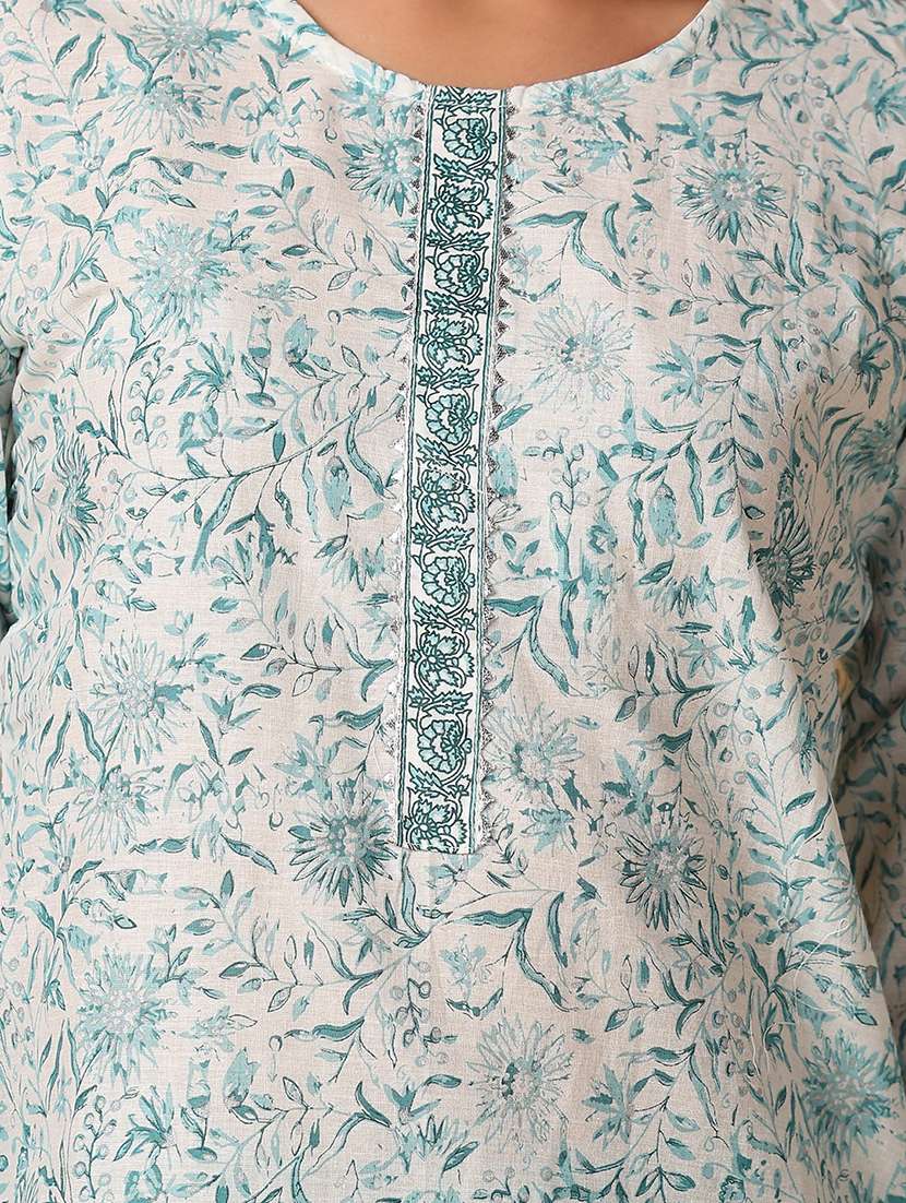 white printed a-line kurta - 21503136 - Standard Image - 5