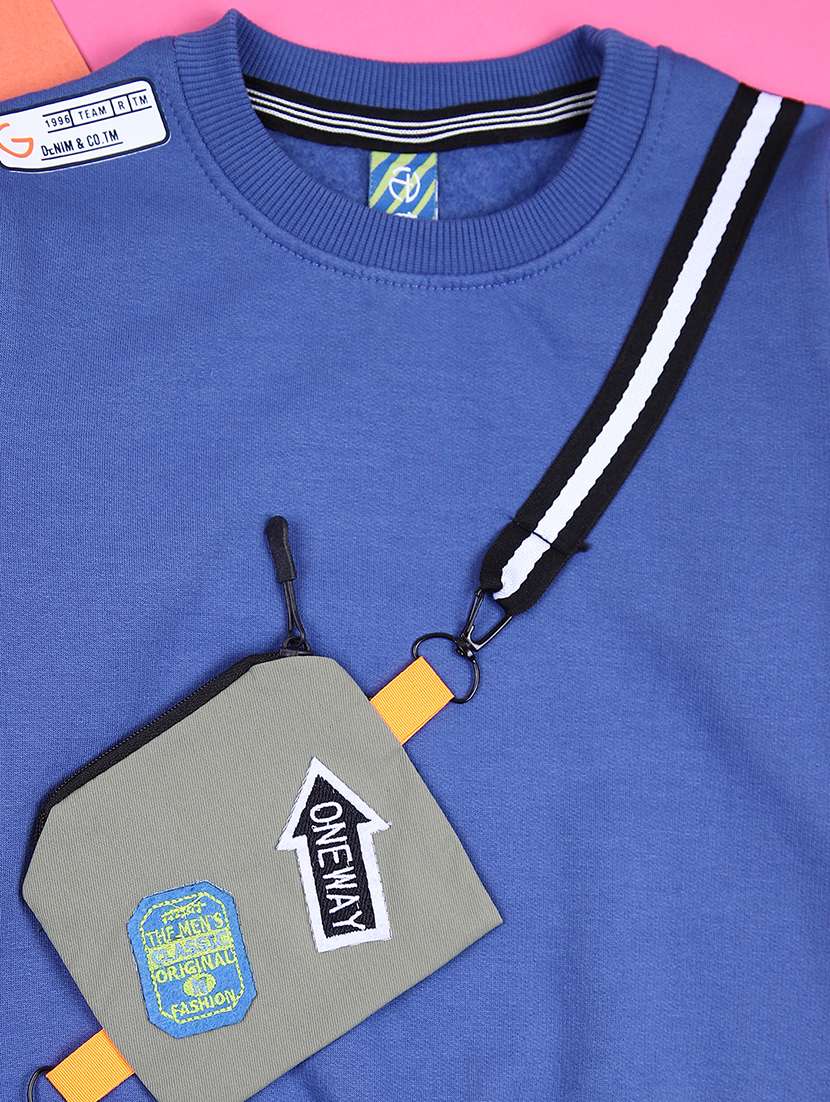 boys blue cotton front print sweatshirt - 21503394 -  Standard Image - 3